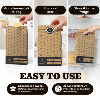 Cheese And Deli Storage 20 Breathable Wax Bags Cheese Storage Paper, Compostable, Biodegradable, and Plastic-Free Paper to Keep Cheese and Charcuterie Fresh, Kitchen Organization 6.25 x 11 inch