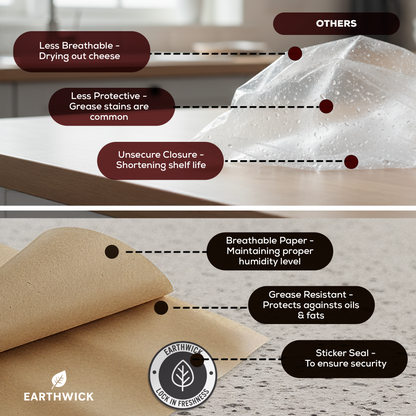 Cheese And Deli Storage 20 Breathable Wax Bags Cheese Storage Paper, Compostable, Biodegradable, and Plastic-Free Paper to Keep Cheese and Charcuterie Fresh, Kitchen Organization 6.25 x 11 inch