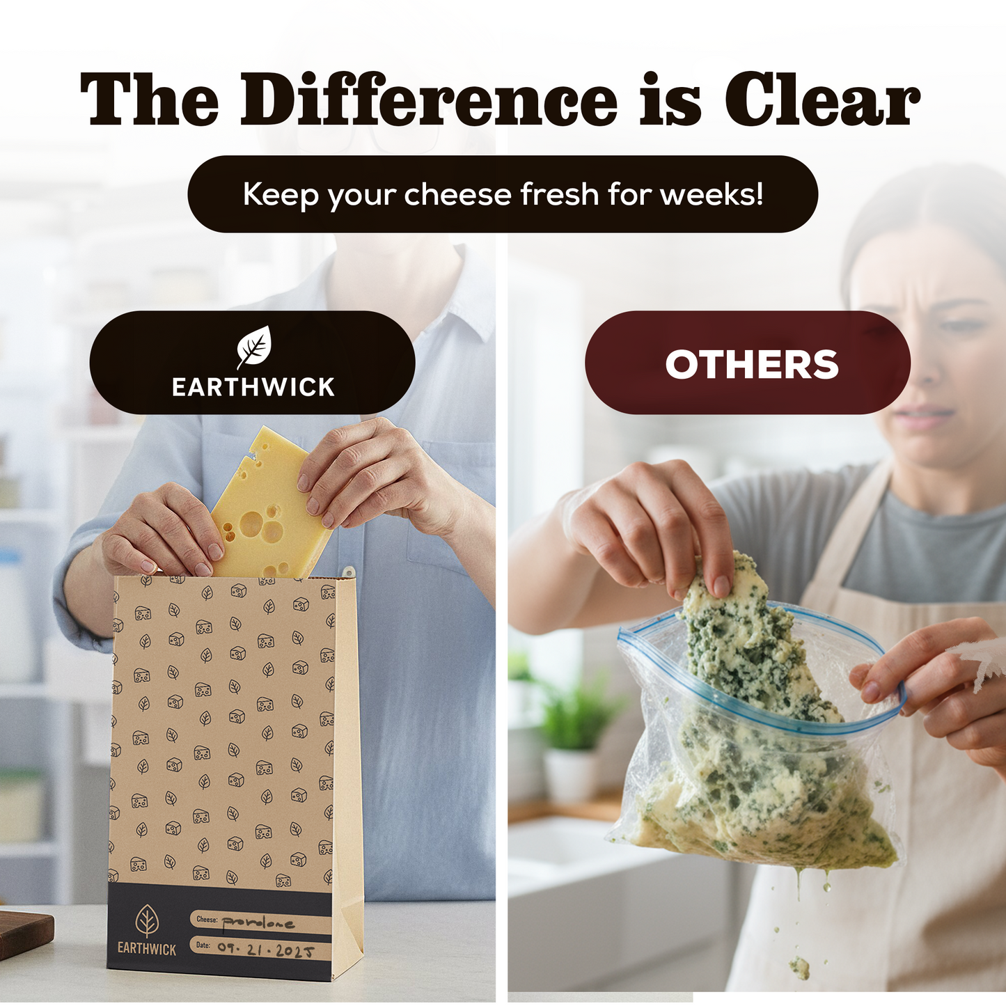 Cheese And Deli Storage 20 Breathable Wax Bags Cheese Storage Paper, Compostable, Biodegradable, and Plastic-Free Paper to Keep Cheese and Charcuterie Fresh, Kitchen Organization 6.25 x 11 inch