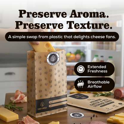 Cheese And Deli Storage 20 Breathable Wax Bags Cheese Storage Paper, Compostable, Biodegradable, and Plastic-Free Paper to Keep Cheese and Charcuterie Fresh, Kitchen Organization 6.25 x 11 inch