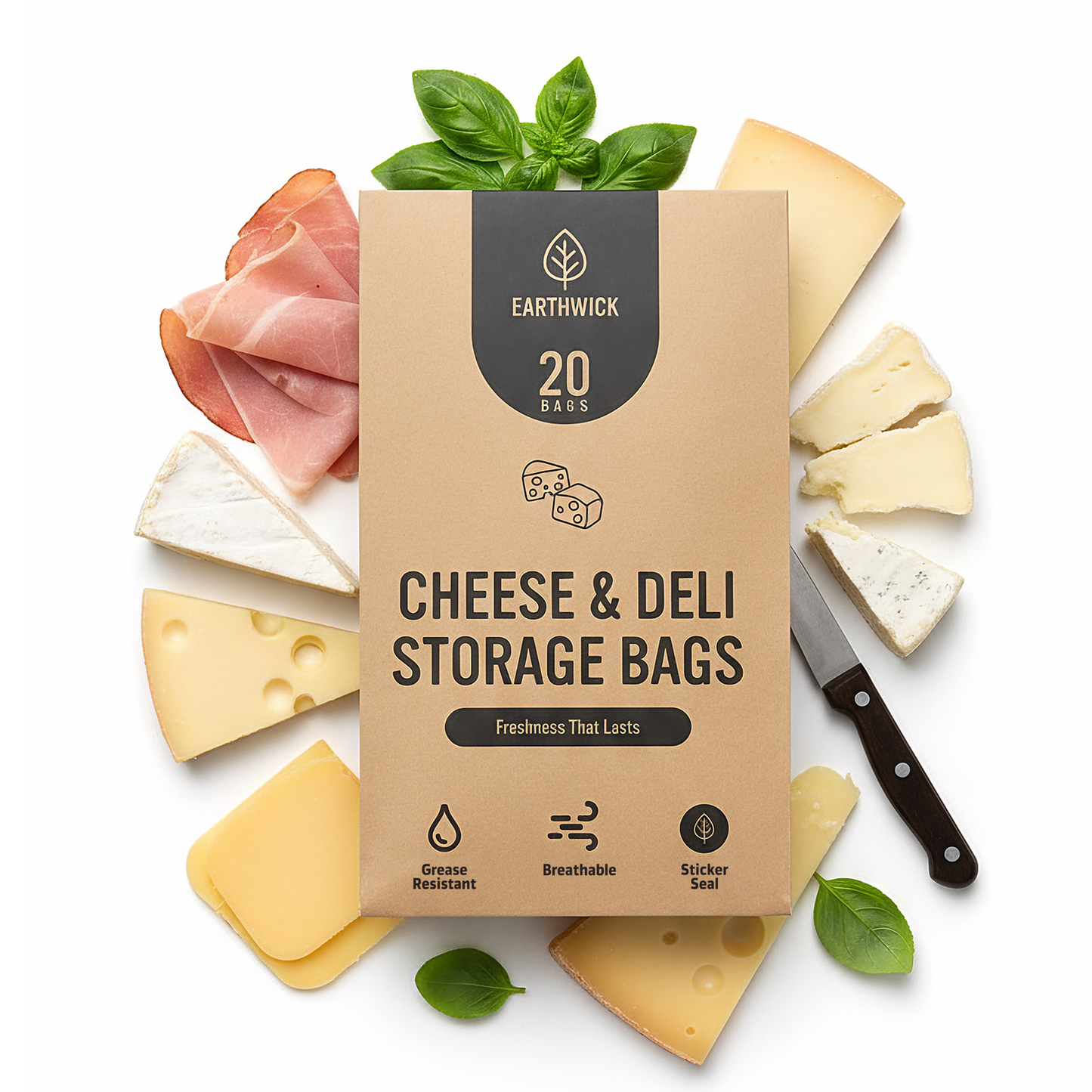 Cheese And Deli Storage 20 Breathable Wax Bags Cheese Storage Paper, Compostable, Biodegradable, and Plastic-Free Paper to Keep Cheese and Charcuterie Fresh, Kitchen Organization 6.25 x 11 inch