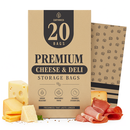 Cheese And Deli Storage 20 Breathable Wax Bags Cheese Storage Paper, Compostable, Biodegradable, and Plastic-Free Paper to Keep Cheese and Charcuterie Fresh, Kitchen Organization 6.25 x 11 inch